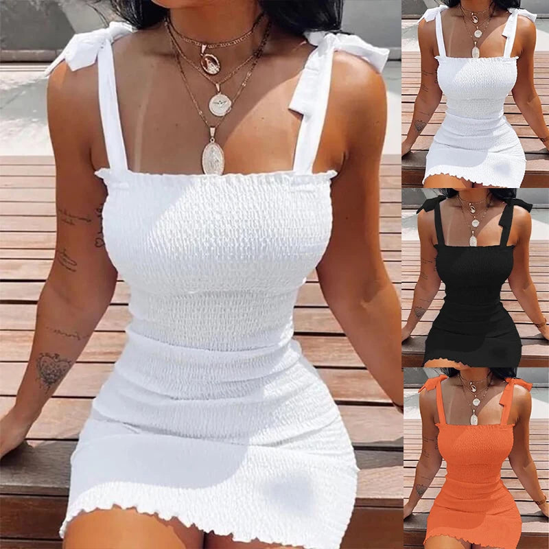 Trendy White Off-Shoulder Mini Dress – Summer Beach Outfit