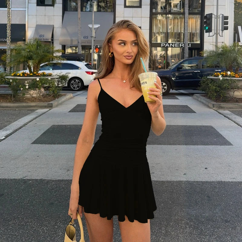 Sexy Mesh Rhinestone Mini Dress – Sleeveless Bodycon Summer Outfit